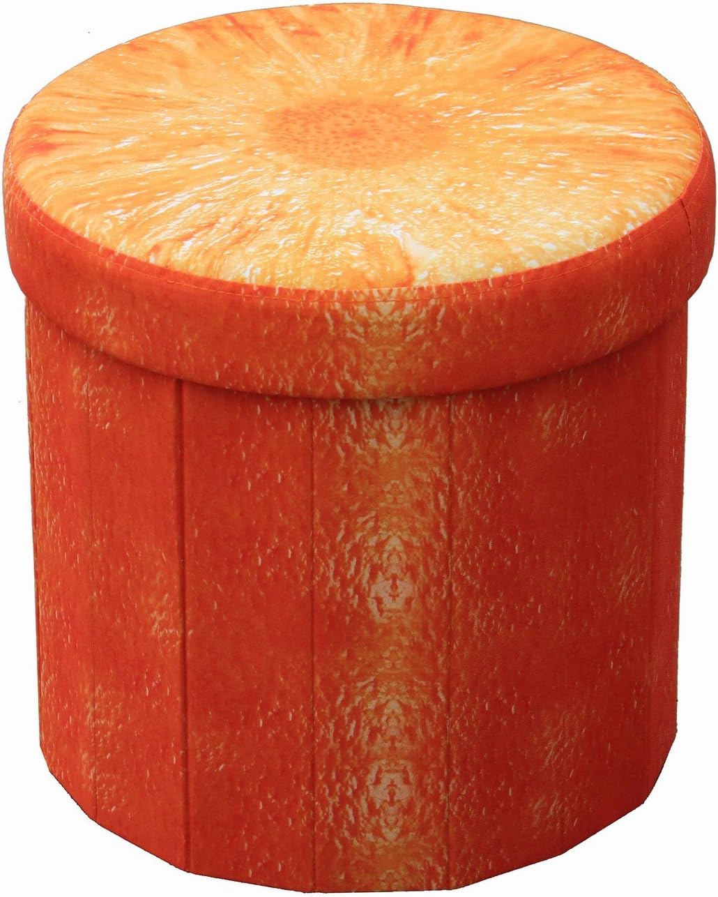Ointime Storage Strong and Sturdy Ottoman Round Foldable Printed Orange Footstool 15x15x15'' Quick and Easy Assembly Toy and Shoe Chest Versatial Space-Saving
