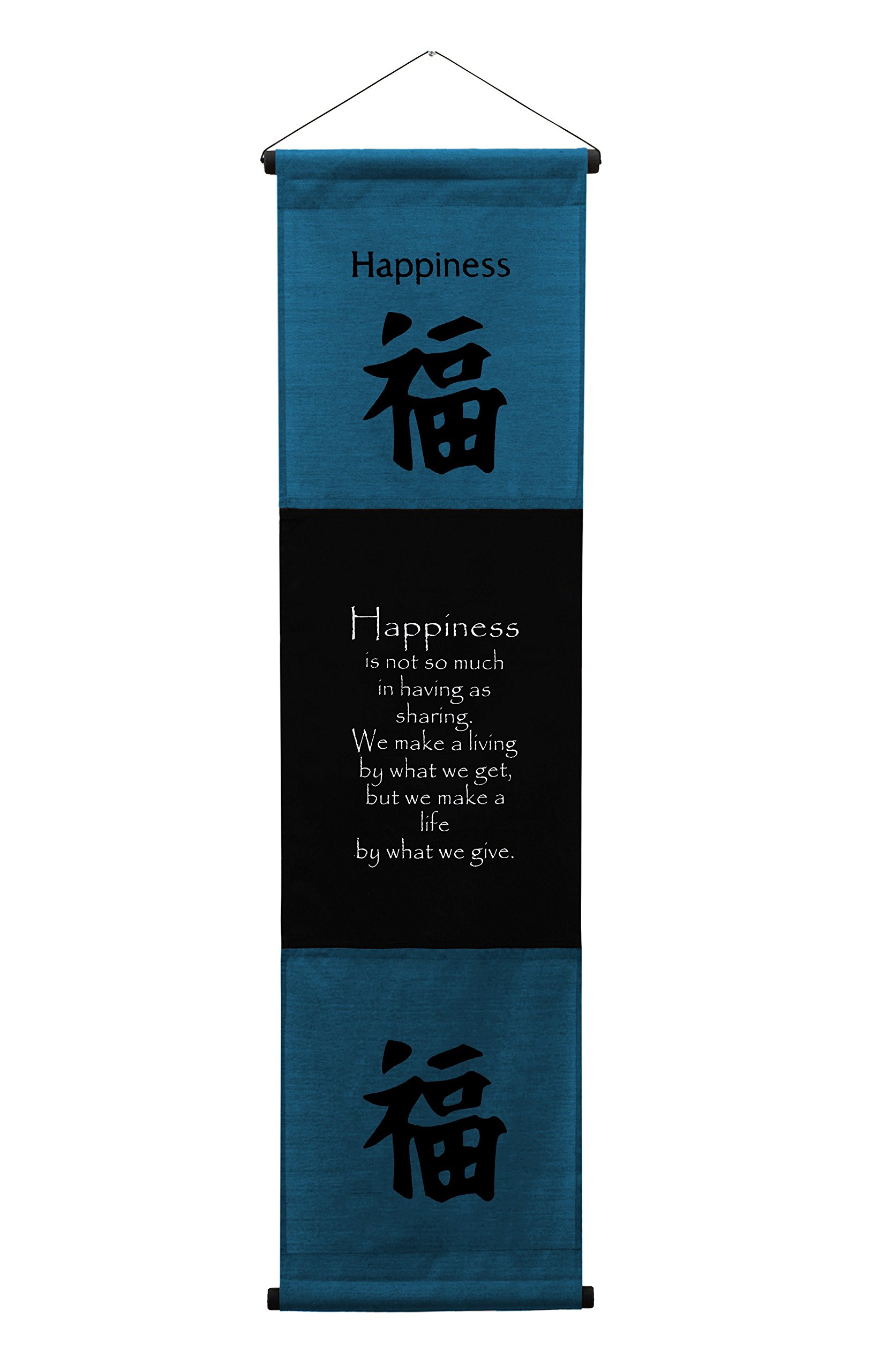 G6 Collection Inspirational Wall Decor Happiness Banner Large, Inspiring Quote Wall Hanging Scroll, Affirmation Motivational Uplifting Message Decoration, Thought Saying Tapestry Happiness (Dark Blue)