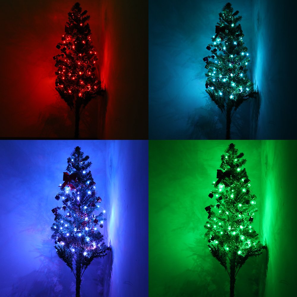 Copper Wire String LED Fairy Lights - Qoolife 16.4ft 50 Beads with 4 Combined Copper Wires Decorative Lights Battery Powered Multi Color String LED Lights for Bedroom, Decoration, Patio and Wedding