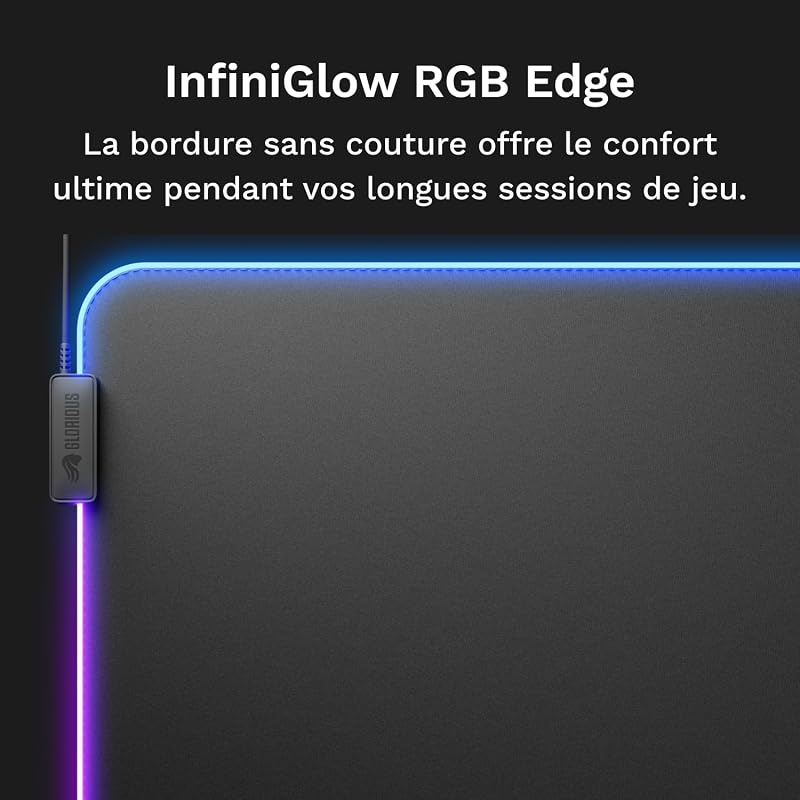 Gaming Musmatta GMP 2 GLED Large Extended – 2-Zones RGB-belysning, InfiniGlow sömlös Kant, Premium tygyta, Halkfri gummibas – 915 mm×280 mm×3 mm – Extra stor skrivbordsmatta