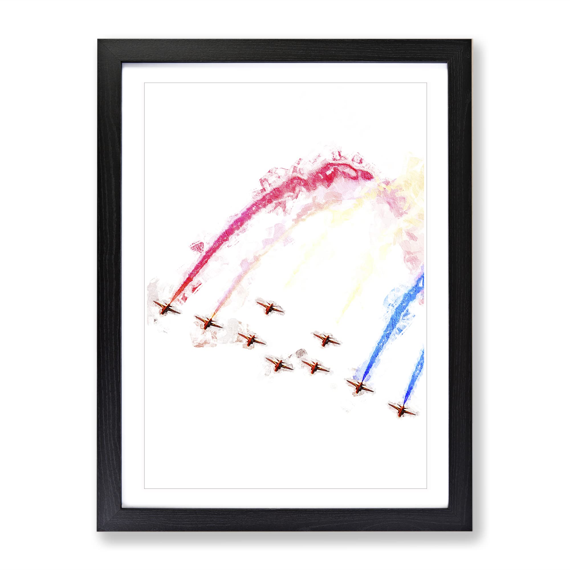 The Red Arrows Modern Framed Wall Art Print, Ready to Hang Picture for Living Room Bedroom Home Office Décor, Black A3 (34 x 46 cm)