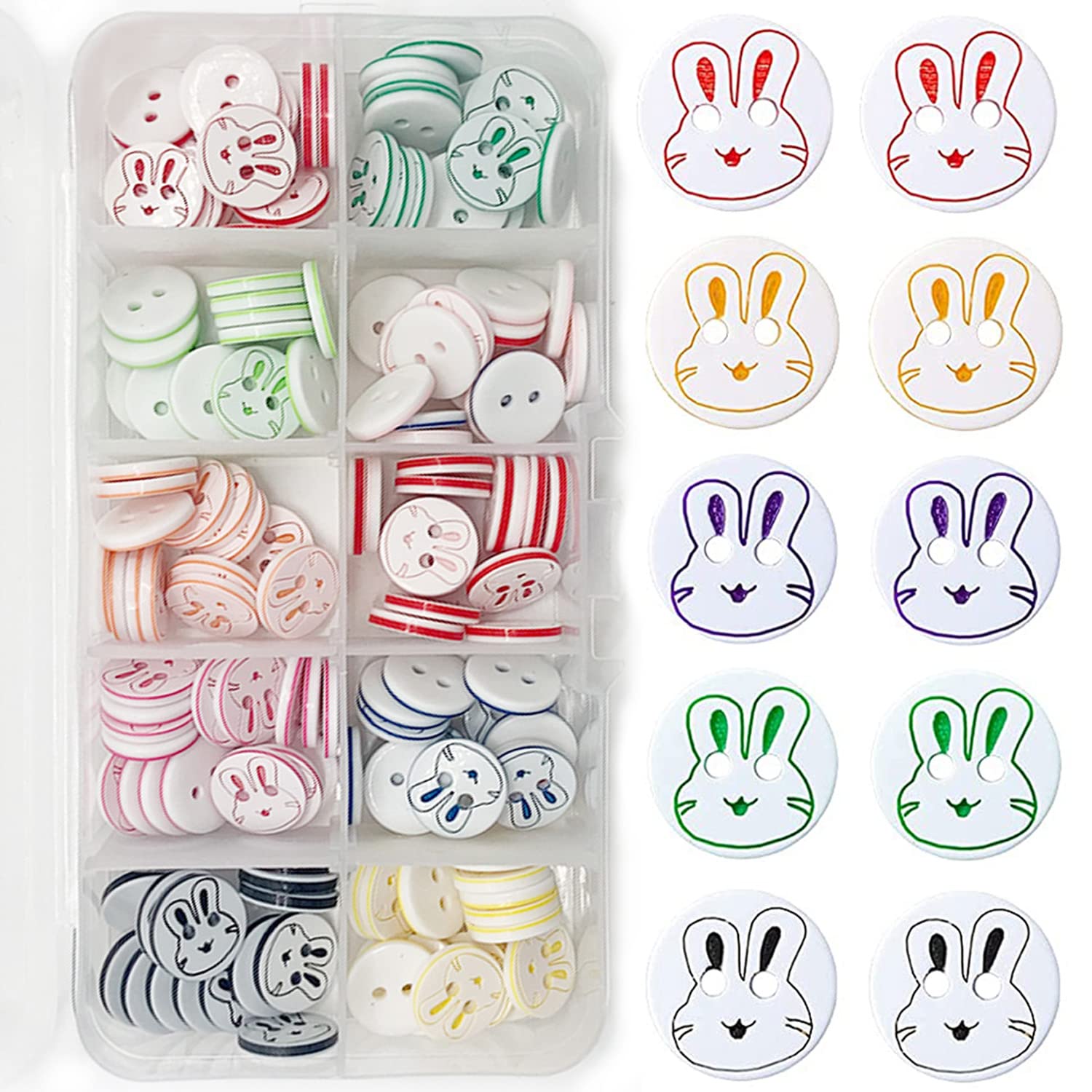 150PCS Colorful Resin Buttons for Baby Kids Cardigans Knitting,Plastic Cute Crafting Buttons with Plastic Storage Box for Art Craft Child Clothing Sewing DIY Decoration(12.5 mm/ 0.5 Inch)