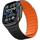 Sixmoat Double Sided Reversible Band Compatible with Apple Watch 49mm 46mm 45mm 44mm 42mm, Magnetic Wristband Soft Silicone Straps for iWatch Ultra 3 2 1 SE Series 11 10 9 8 7 6 5 4 3, Black Orange