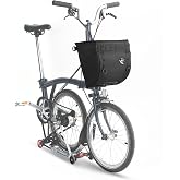 Rhinowalk Folding Bike Front Basket Bags 17L/24L for Brompton and Dahon | Folding bike basket with hidden aluminum frame, quick-release adapter, removable top with pocket and room for small pet