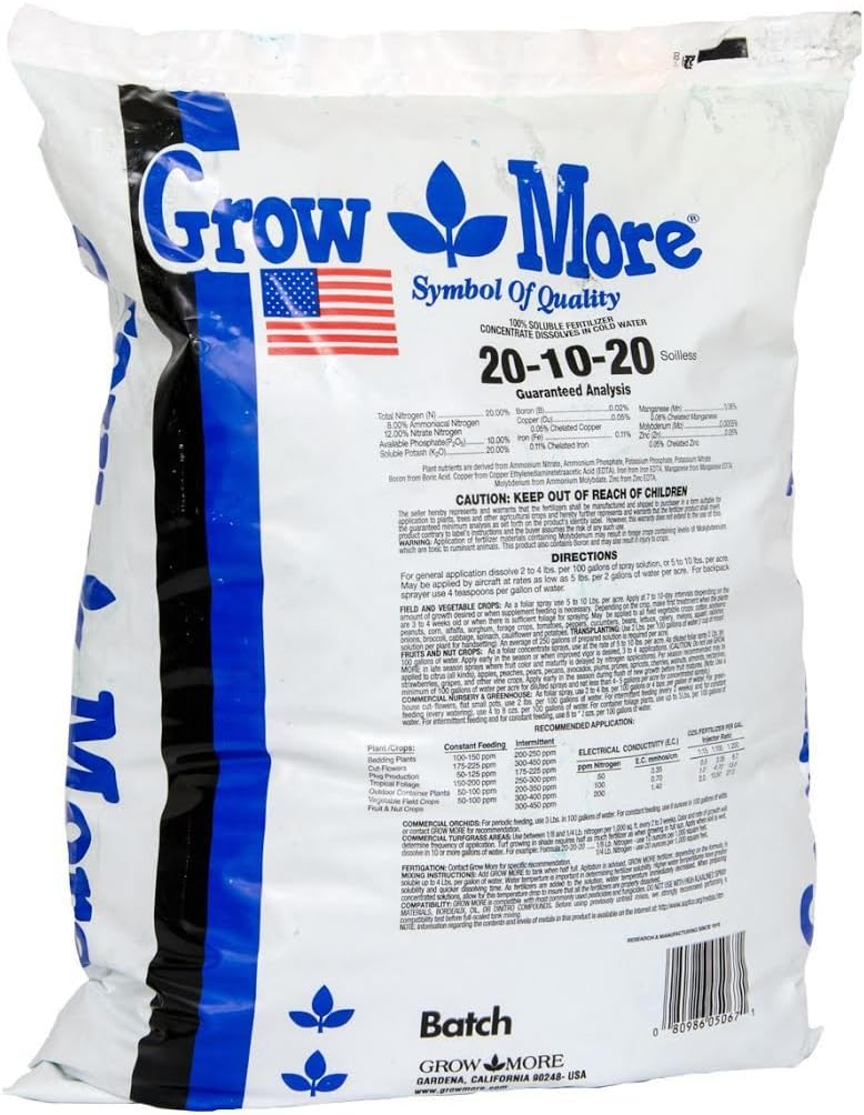Grow More 5067 201020 Water Soluble Fertilizer, 25Pound Amazon.ca
