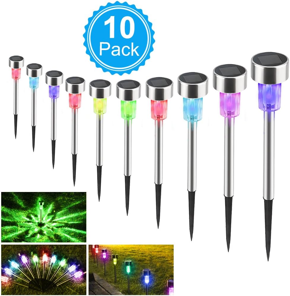 AUSHEN Solar Garden Lights Color Waterproof Landscape Pathway Walkway