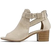 CITYCLASSIFIED Invest ~ Women's Cutout Side Strap Mid Black Chunky Heel Fashion Ankle Bootie