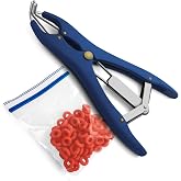 Bloodless Animal Elastrator Castration, Tail Docker, Rings, Balloon Stretcher Sequin Filling Stuffing Pliers Tool Blue Stainless Steel &amp; Free 100 pcs Elastic Bands