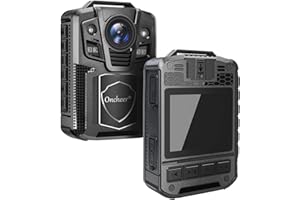 ONCHEER 1080P Patrol Police Infrared Night Vision Body Camera with 64G SD Card, Shoulder & Waist Clip, Vedio Audio Recorder Bodycam with 2in Screen, 24H Continous Record for Law Enforcement Security Outwork