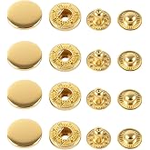 CRAFTMEMORE 50 Sets Gold Plating Snap Buttons S-Spring Socket Popper Fasteners for Jacket Bag Closures #665 VT2 (10mm (0.39"))