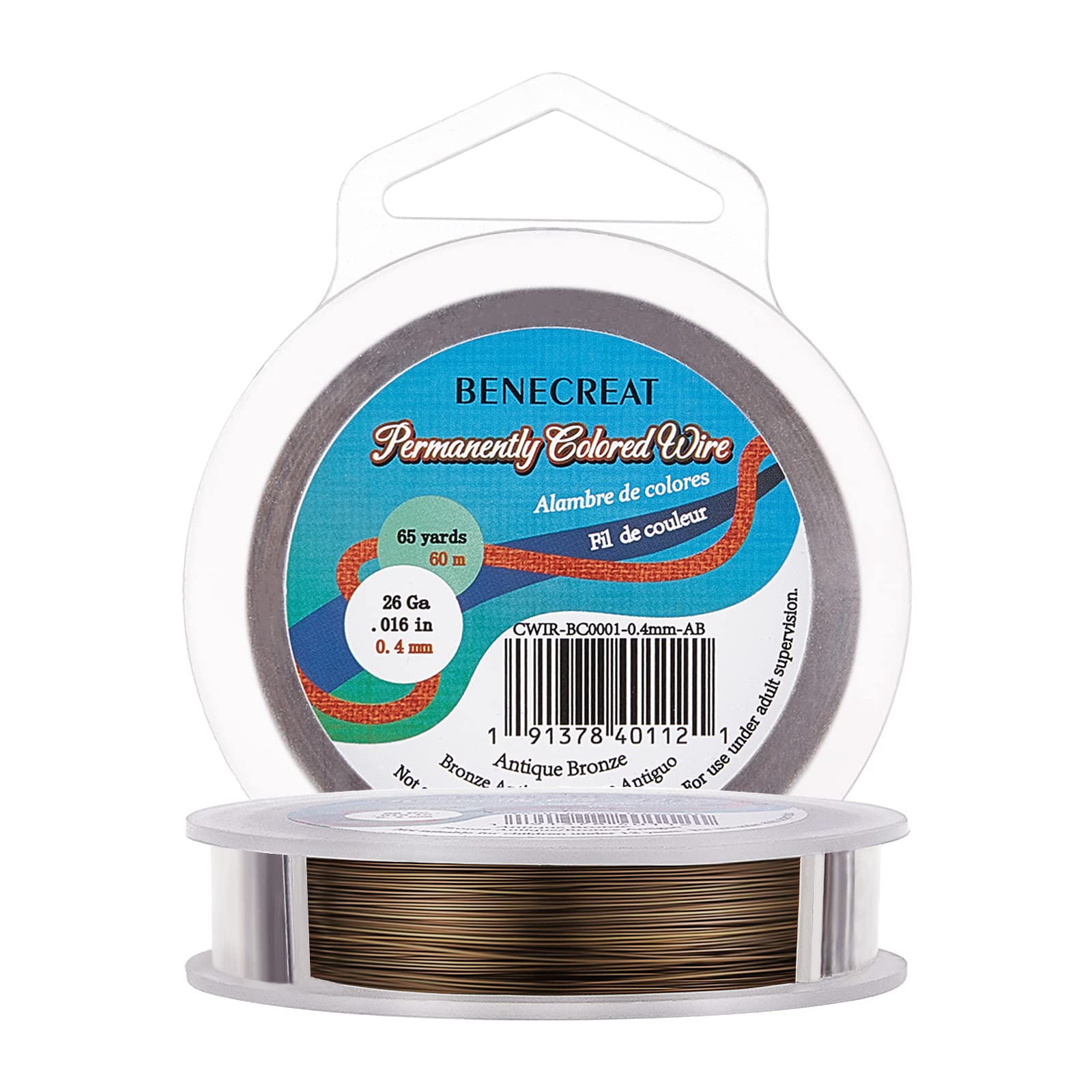 BENECREAT 26Gauge(0.4mm) Tarnish Resistant Antique Bronze Wire Jewellery Making Copper Wire, 60M/66Yard