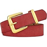 WHIPPY Women Suede Belt for Jeans Pants Casual Fashion Ladies Waist Belts with Retro Gold Buckle