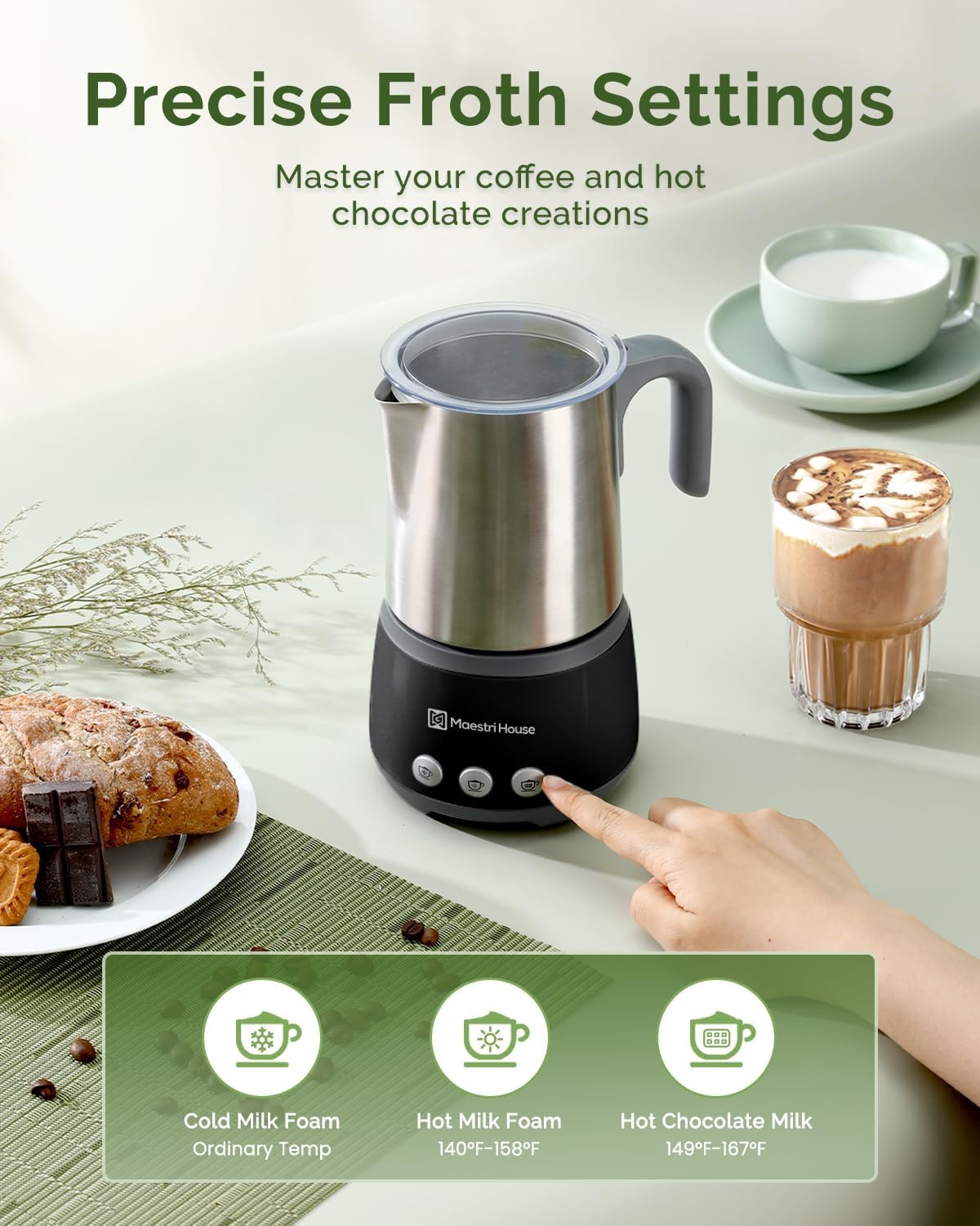 Maestri House Milchaufschäumer Elektrisch 500 ml Touch-Steuerung 7