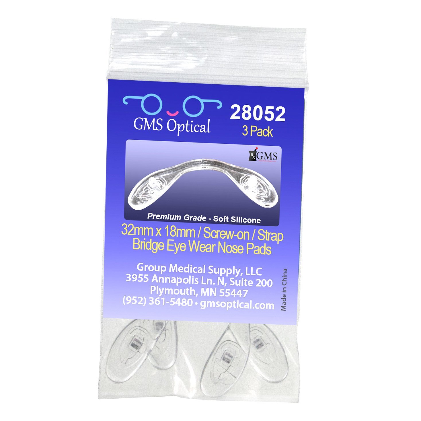 GMS Optical Nose Pads for Eyeglasses Strap Bridge Screw