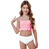 Zando Cute Swimsuits for Teen Girls Bikini 2 Piece Swimsuit Ruffle Swim Suit Beach Swimwear Bathing Suits for Teens 7-14