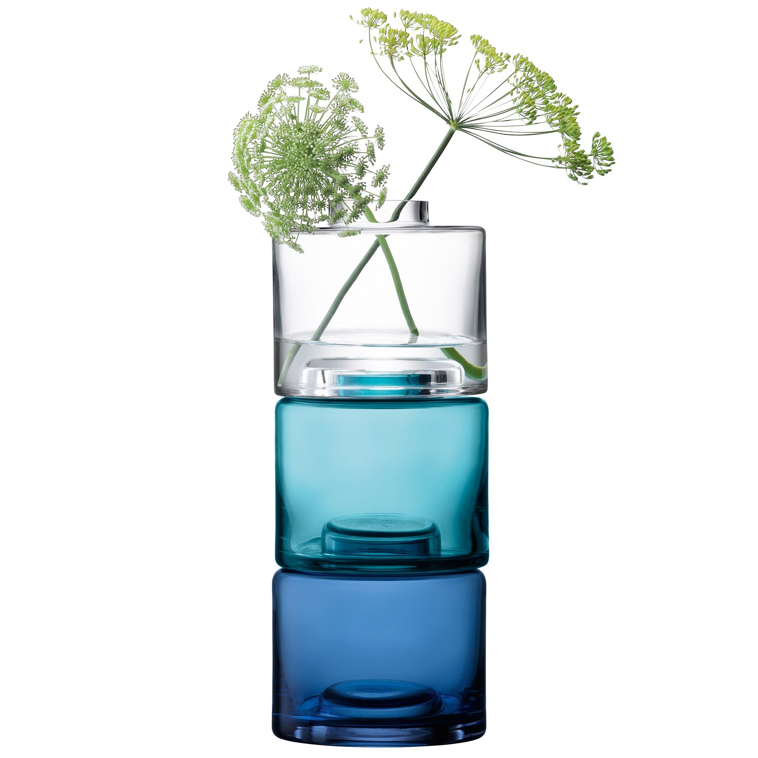 LSA International SK04 Stack Vase Trio H30cm Clear/Blues x 3