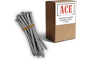 Marking Whisker Stakes 25 Pack - Galvanized Ground Anchors for use with ACE Supply Field Marker Whiskers, 3-1/2" Length