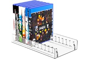 CaSZLUTION Acrylic Video Game Disc Storage Holder Compatible with PS5/ PS4/ PS3/ PS2/ Xbox 360/ Wii Game Cases, Standard DVD and Blu-Ray Boxes Display Organizer Stand Fits up to 12 Games (Clear)