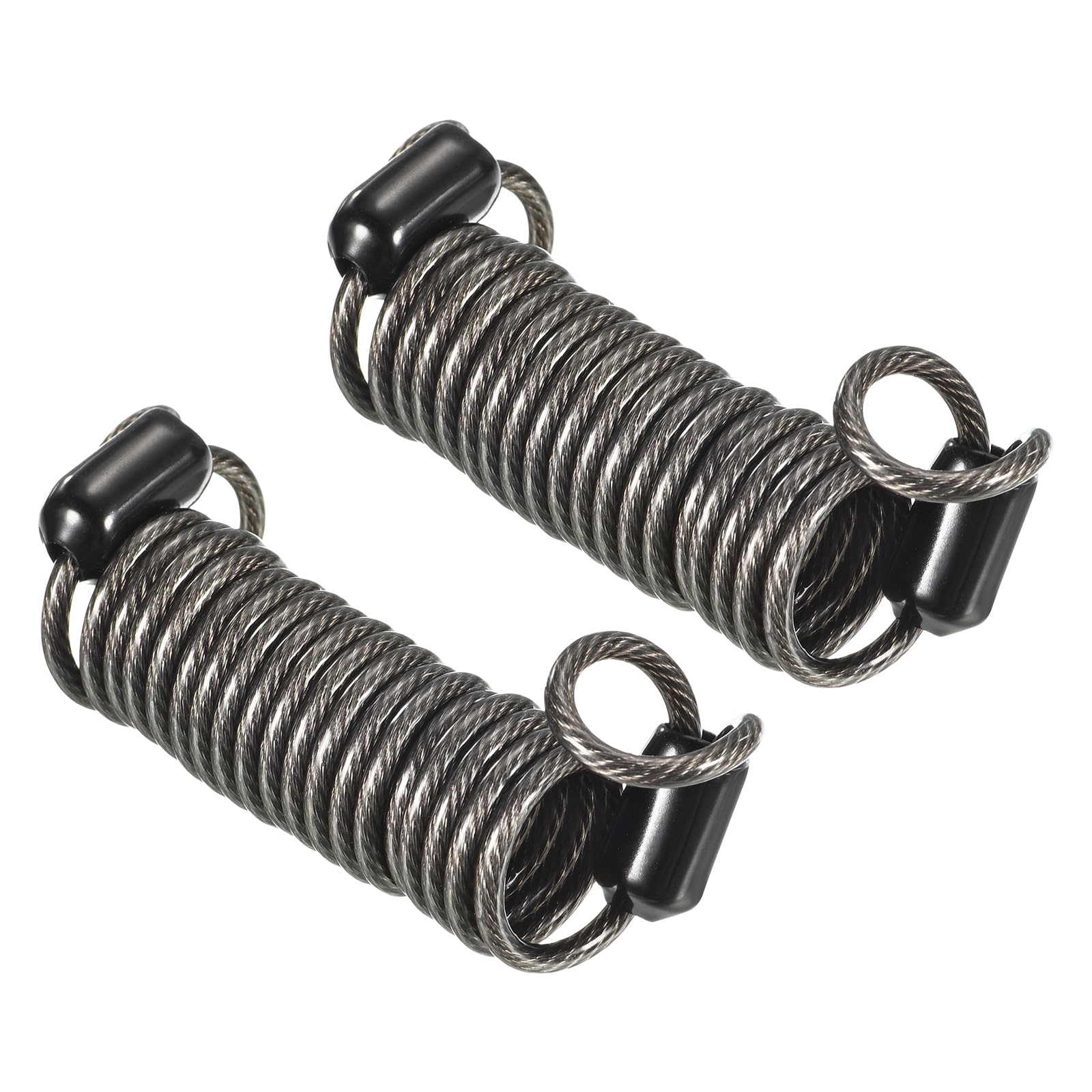 YOKIVE 2 Pcs Security Steel Cables, Coated Baggage Spring Lock Wire Rope with Double Loop | Great for Luggage, Bicycles, Doors (Black, 2.5mmx1m)