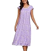Marvmys Womens Long Nightgown Cap Short Sleeve House Dress Lace Trim Victorian Night Gown Sleepwear