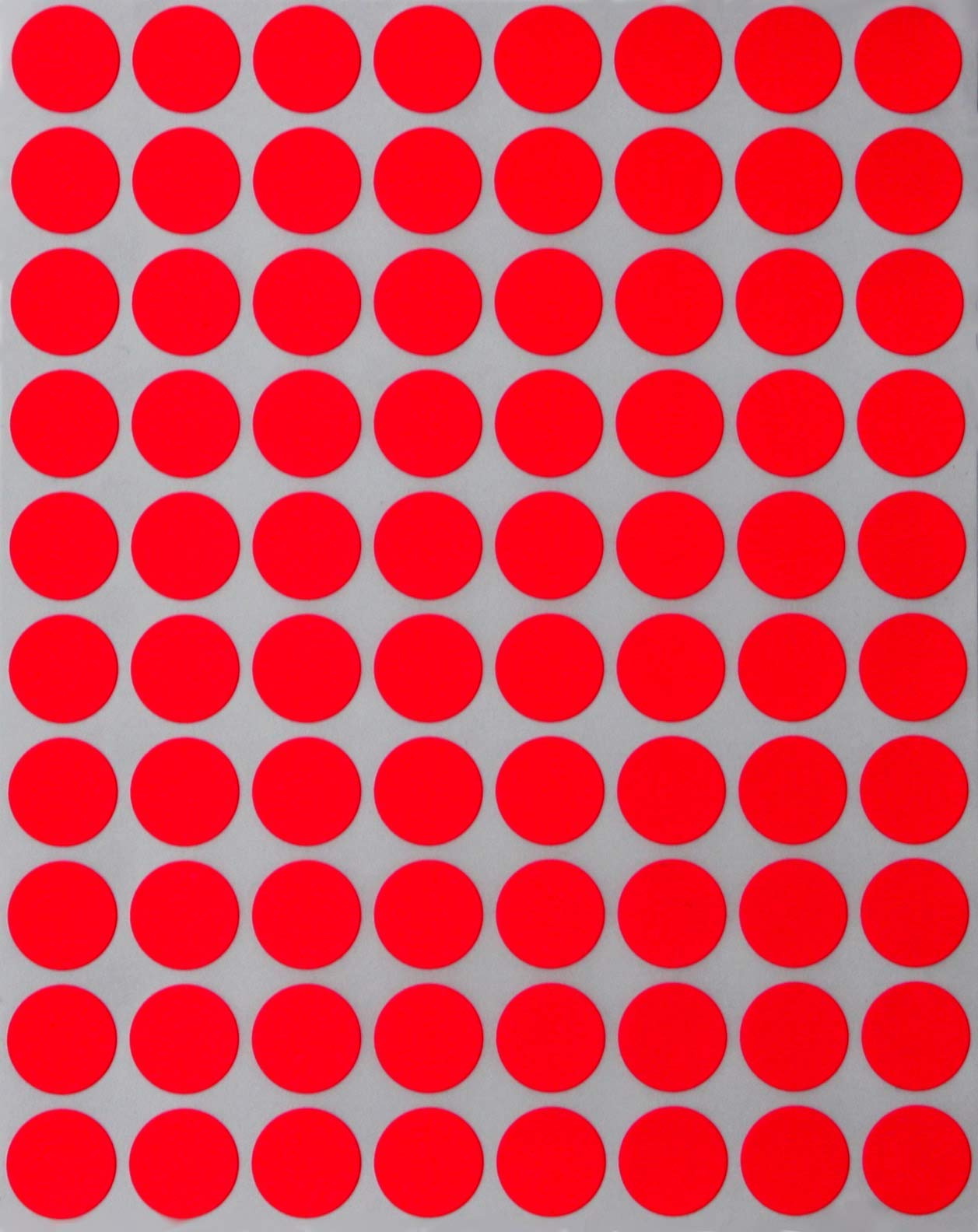 Neon Color Coding Labels Round 13mm (1.3cm) Dot Round Fluorescent Red Sticker - 1200 Pack