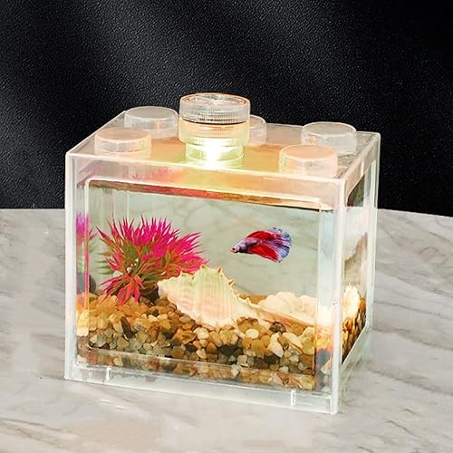 AWXZOM 2pack Small Betta Fish Tank,Small Fish Tank Plastic Fish