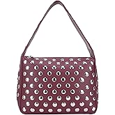 JQAliMOVV Studded Purses for Women Y2K Black Shoulder Bag Fall Punk Purse Leather Tote Bag Handbag
