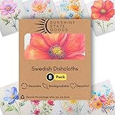 Sunshine State Goods Swedish Dishcloths for Kitchen - Ecofriendly Reusable Paper Towels, Biodegradable Dish Cloths - Cellulose Sponge Dish Cloths for Washing Dishes - 8 Pack (Floral)