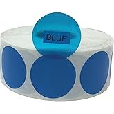 Transparent Blue Color Coding Labels 1 Inch Round Circle Dot Stickers 500 Total Adhesive Labels Per Roll for Inventory Organization Retail and Storage Use Made in The USA