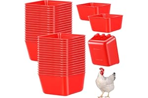 Maxdot 20 Pcs Cage Cups Chicken Feeder Waterer 16 oz Birds Feeders Hanging Bunny Cage Chicken Water Bowl for Pet Parrot Rooster Parakeet Gamefowl Poultry Pigeon Wire Hutch(Red)