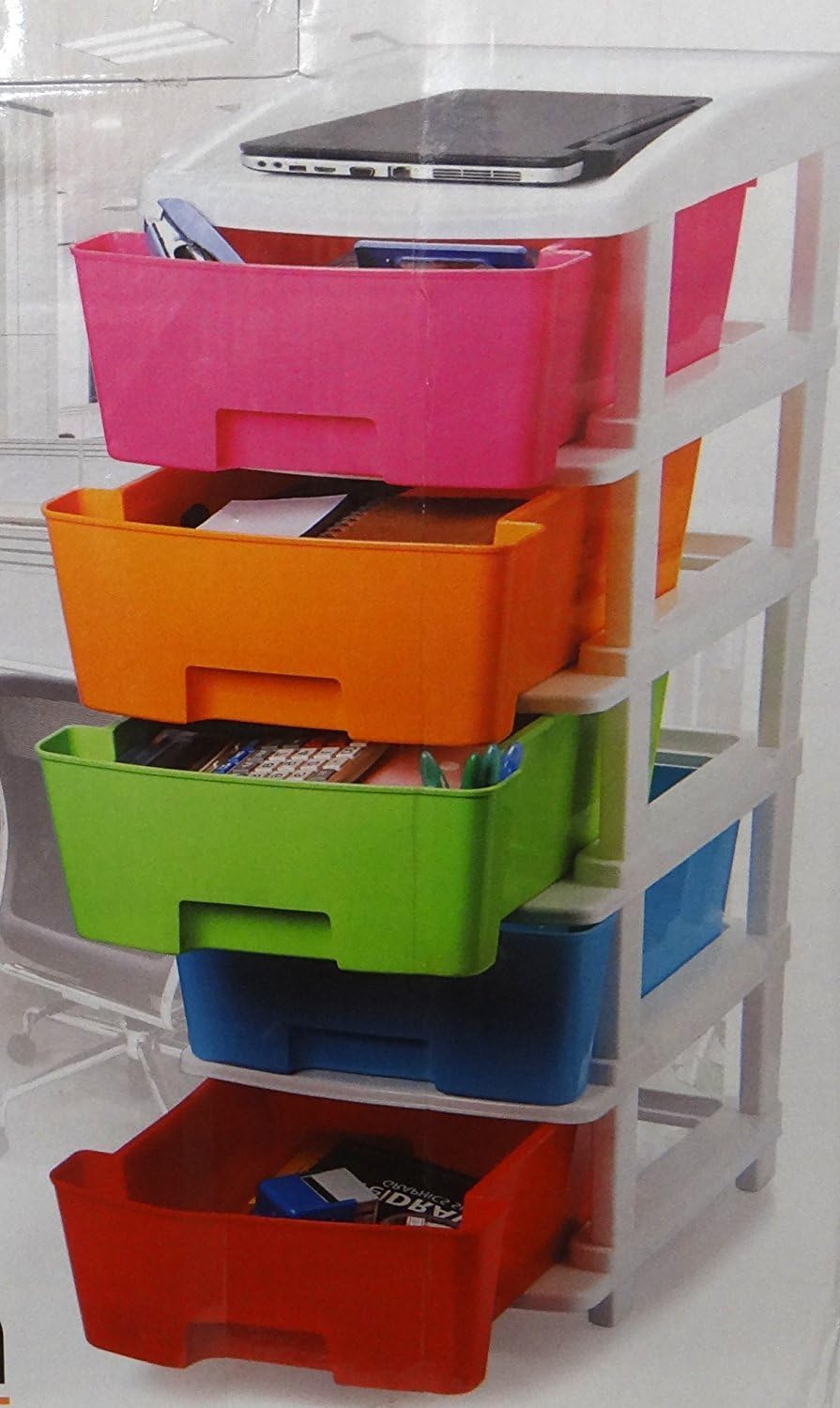 La CorsaTM Plastic 5 Tier Drawer Fusion 5 Storage Organizer (Multicolour)