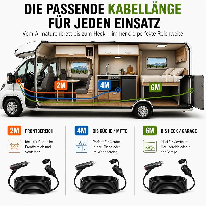 Zigarettenanzünder Verlängerung 12V Verlängerungskabel 2M / 4M / 6M |