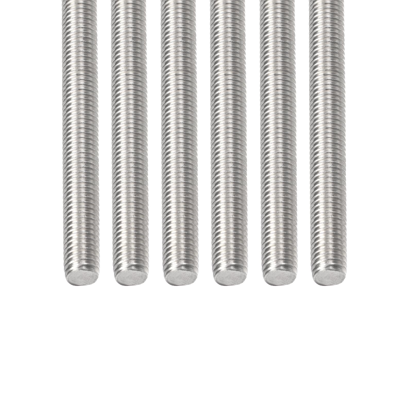 DTGN M8x1.25x130mm(DxPxL) Fully Threaded Rod - 6Pack - Good for Machinery - 304 Stainless Steel Right Hand Thread Rods Bar Studs - Silver