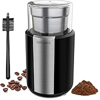 Electric Coffee Grinder, QUELLANCE Stainless Steel Blades Coffee and Spice Grinder with 2.5 Ounce Removable Cup…