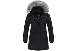 Wantdo Girl's Winter Coat Warm Windproof Insulated Hiking Warm Long Sleeve Puffer Outdoor Running Fall Jacket with Hood