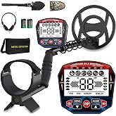 Metal Detector for Adults Professional, Higher Accuracy Gold Silver Metal Detectors Kit, 10'' Waterproof Coil Large LCD Backlight, 5 Modes &amp; Advanced DSP Chip, Detector De Metales for Beginner (Red)