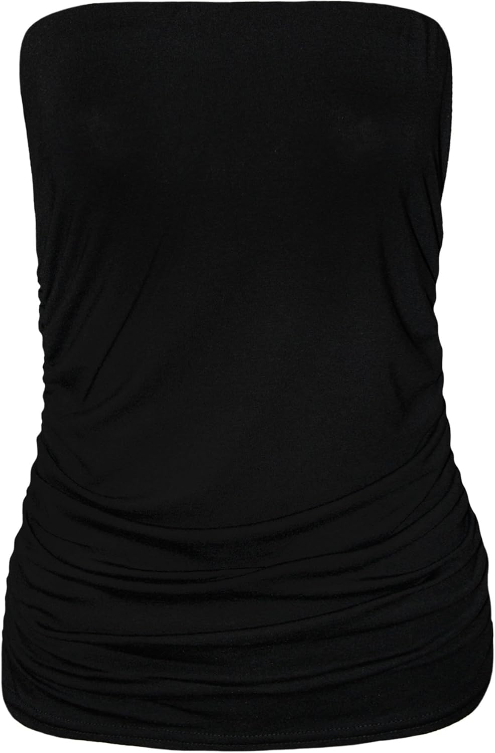 WearAll Plus Size Womens Plain Black Bandeau Strapless Ladies Boob Tube