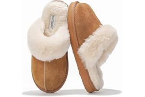 Project Cloud Shearling Slippers for Women Footwear - Genuine Suede Clogs Non-Slip Indoor/Outdoor Scuff Womens Slippers with Memory Foam Insole (Henka)