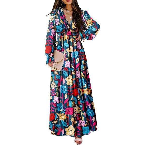 tuduoms Women's Boho Maxi Dresses Chiffon Long Sleeve V Neck Ditsy Floral Print Ruffle Tiered Long Dress Vintage Flowy Dress Beige at Amazon Women's Clothing store tuduoms Women's Boho Maxi Dresses Chiffon Long Sleeve V Neck Ditsy Floral Print Ruffle Tiered Long Dress Vintage Flowy Dress Beige at Amazon Women's Clothing store