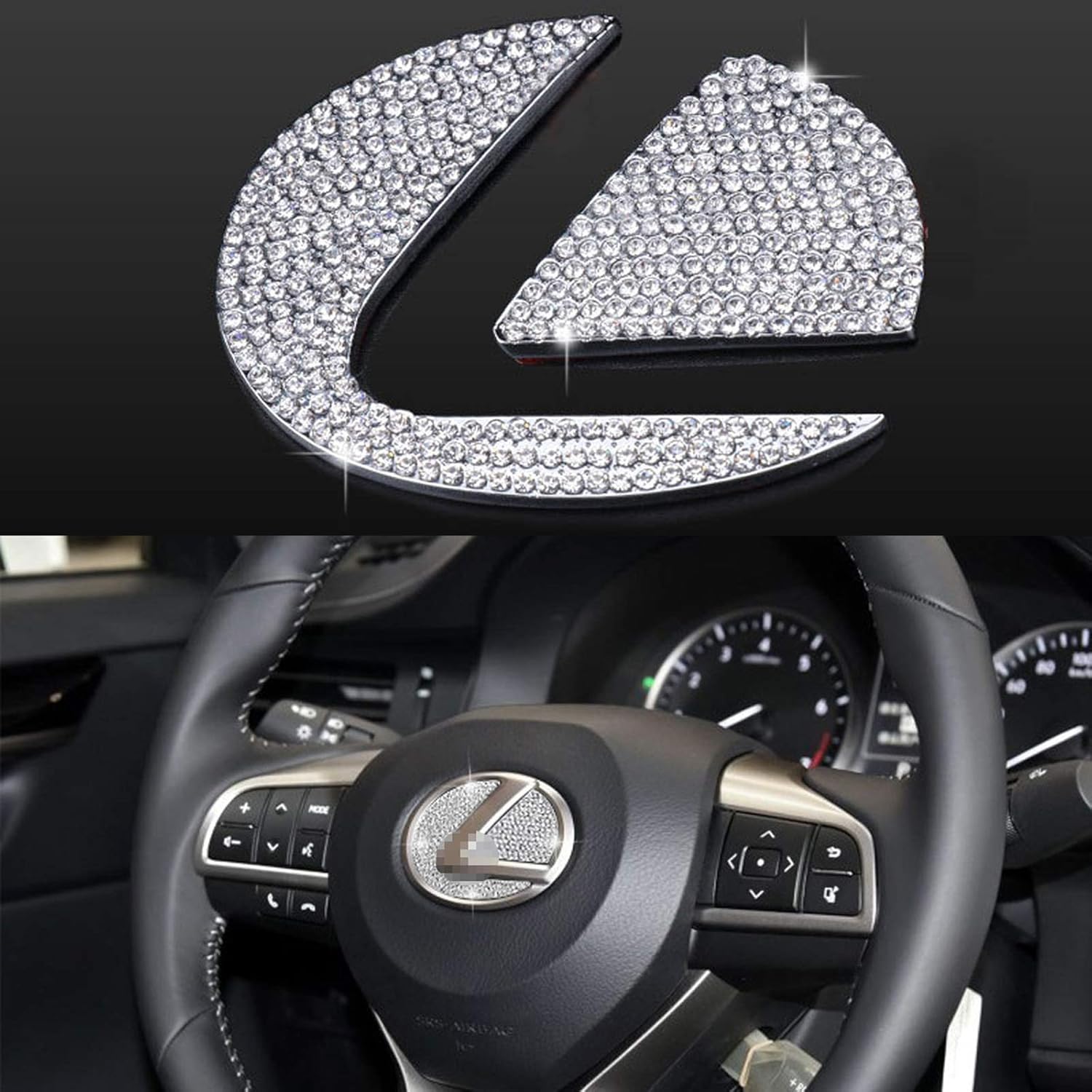 Bling Bling Car Steering Wheel Decorative Diamond Sticker Fit For Lexus