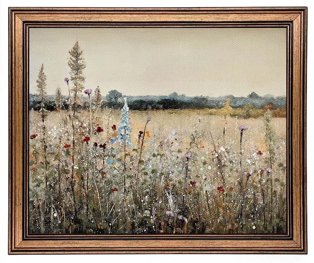 Yeechine Gold Framed Vintage Wall Art Classical French Landscape Wildflowers Botanical Painting Canvas Print Kitchen Living Room Wall Decor (Champ Fleuri, 8''x10'')