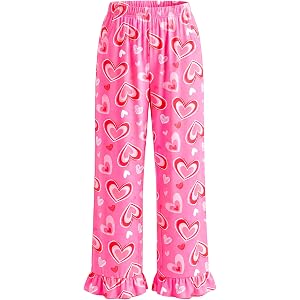Girls Pajama Pants Lounge Sleep Bottoms Ruffled Hem Pjs Kids Sleepwear