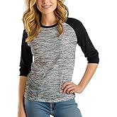 Decrum Baseball Shirt Women - Casual Fashion 3/4 Length Sleeve Womens Raglan Tops