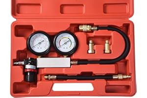 OKSTENCK Cylinder Compression Pressure Tester Engine Cylinder Leak Down Tester Dual Gauge Diagnostic Kit Pressure Gauge Compr