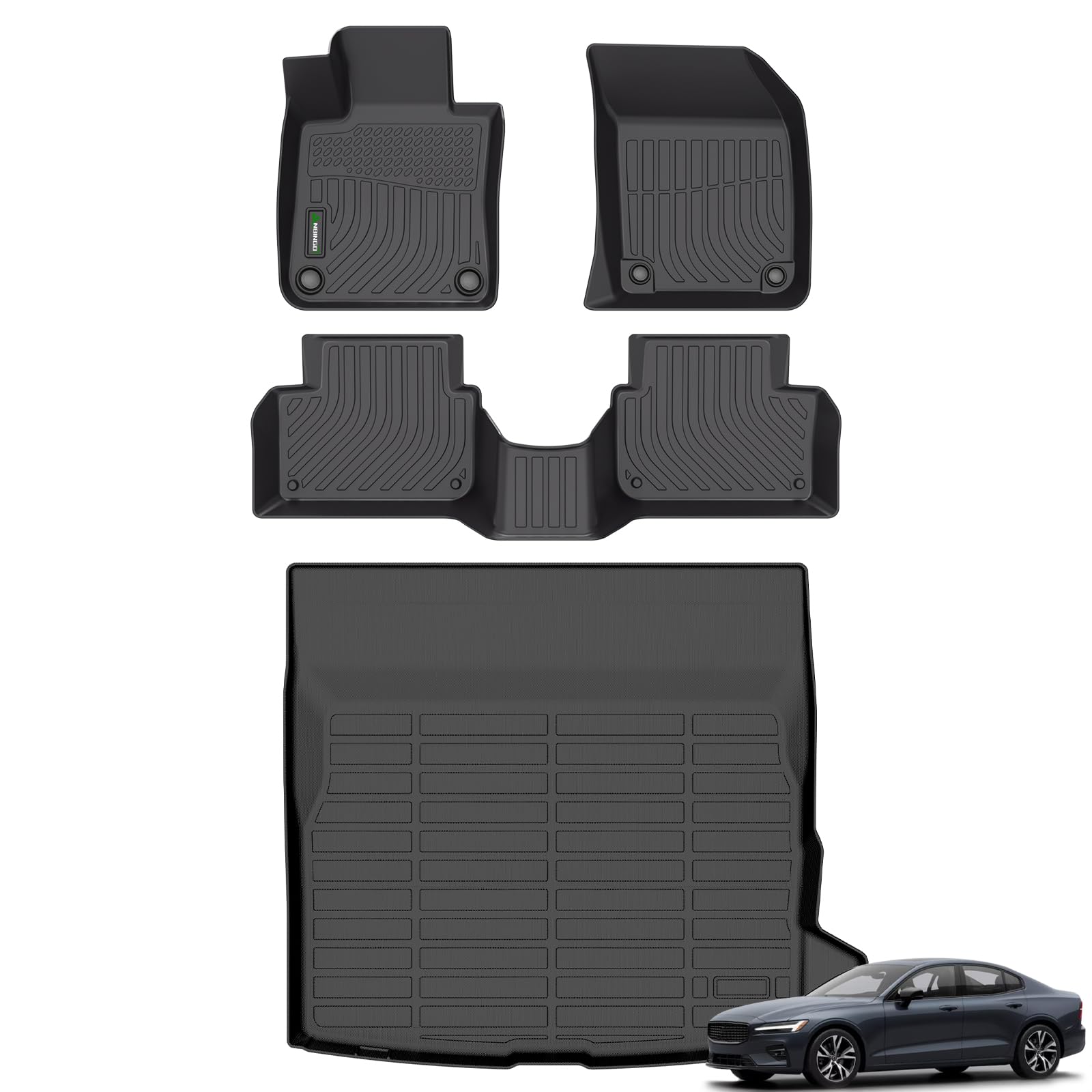 ANBINGO®-Floor Mats & Cargo Liner for 2019-2025 Volvo S60 (Not for Recharge),Car Mat for S60 All Weather Floor Liners Front& Rear Row Full Set TPE S60 Accessories Black Image