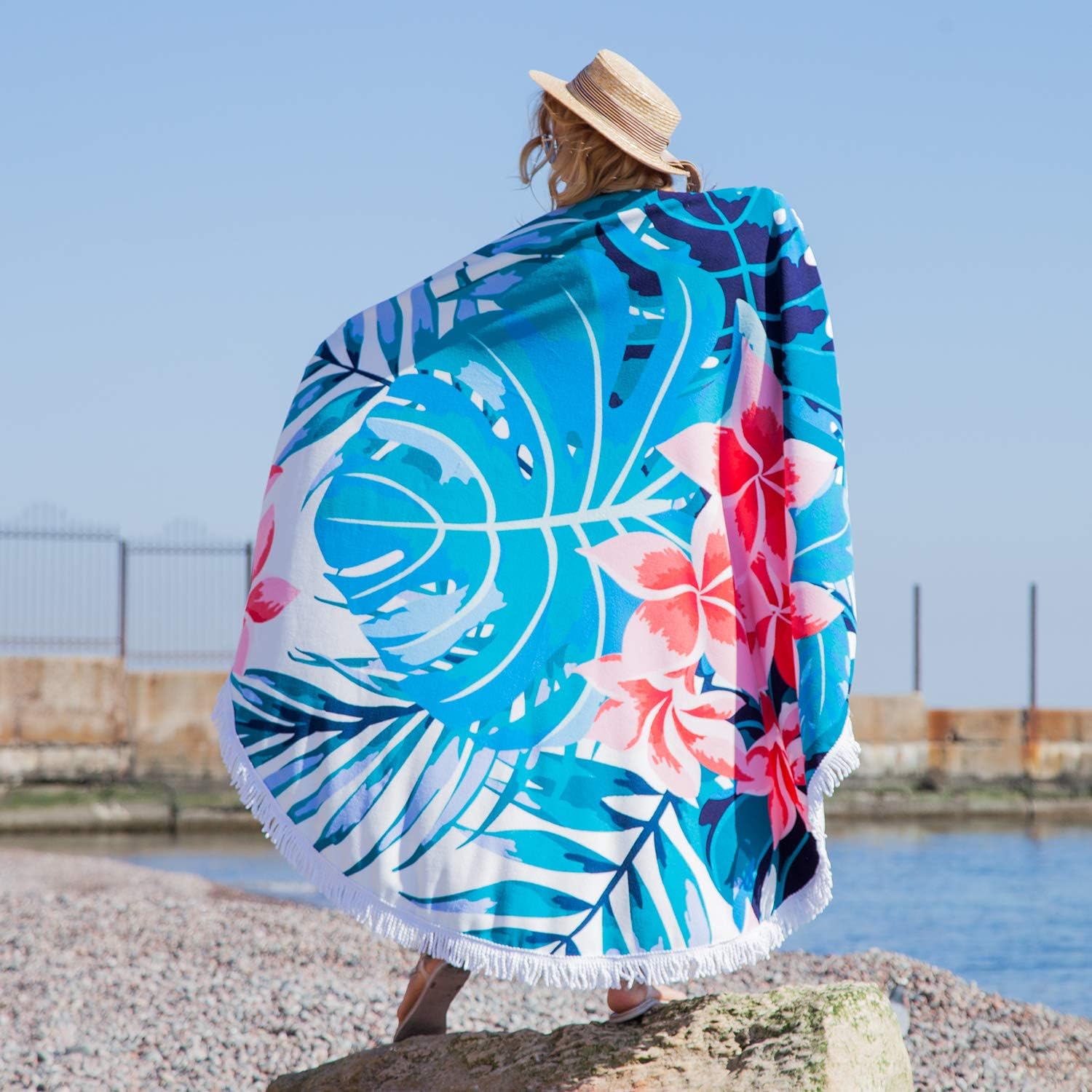 LAIMAI Microfiber Sand Free Beach Towel Super Absorbent Lightweight Thin Oversized Big Towel Blanket for Travel Pool Swimming Bath Camping Yoga Tesalate Girl Women Men (Flower #44)