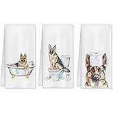 HUGANE Funny German Shepherd Bathroom Hand Towels Set of 3, German Shepherd Decor Hand Towels for Bathroom, German Shepherd Gifts for Women Men, Gifts for German Shepherd Lovers Owners, 16x24 Inch