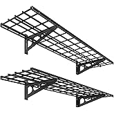 FLEXIMOUNTS 2-Pack 1x4ft 12-inch-by-48-inch Wall Shelf Garage Storage Rack Wall Mounted Floating Shelves, Black, Classic Series