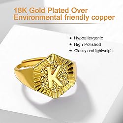 U7 Letter Ring for Women Gold Plated Open Wrap