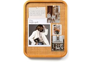 DNTYUISS Rattan Bulletin Board with Wooden Frame,13"x17"Cork Board for Walls,Notes & Vision Boards, Wall-Mounted Decorative Cork Board for Home Office & Bedroom
